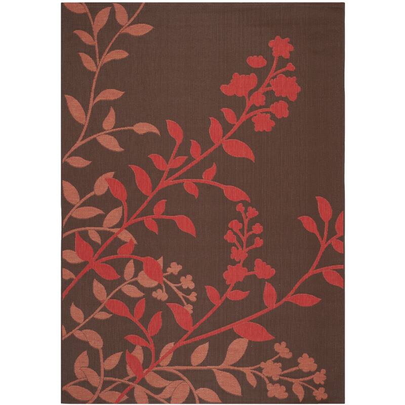 SAFAVIEH Courtyard Luann Botanical Indoor/ Outdoor Waterproof Patio Backyard Rug