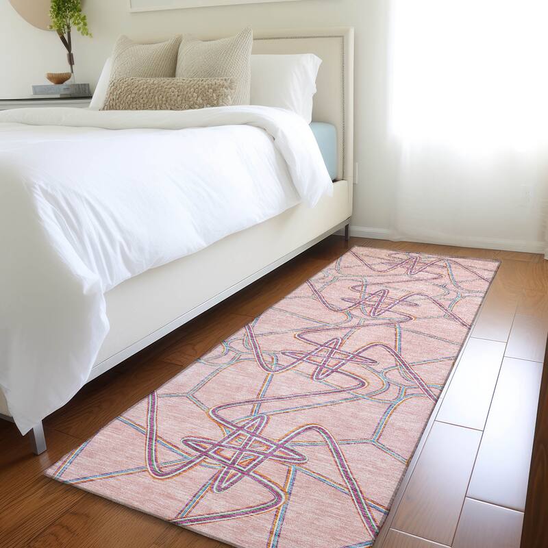 Premium Washable Super Soft Modern Maze Mayfield Rug - Pink - 2'3" x 7'6"