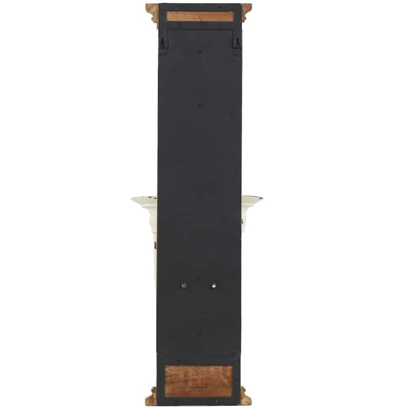 Wood Scroll Pillar 2 Plate Wall Sconce - Brown - Roche River Decor - 6"W x 10"L x 29"H