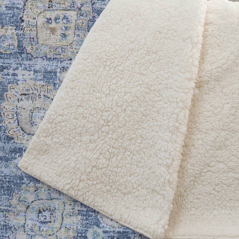 Premium Machine Washable Vintage Persian Sherpa Throw Blanket