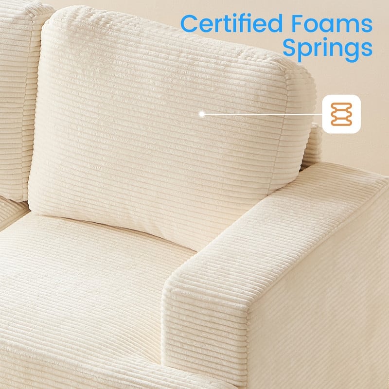 Mixoy 82" Corduroy Sectional Sofa Couch,Cloud Sleeper Comfy Upholstered 3-Seater Sofa