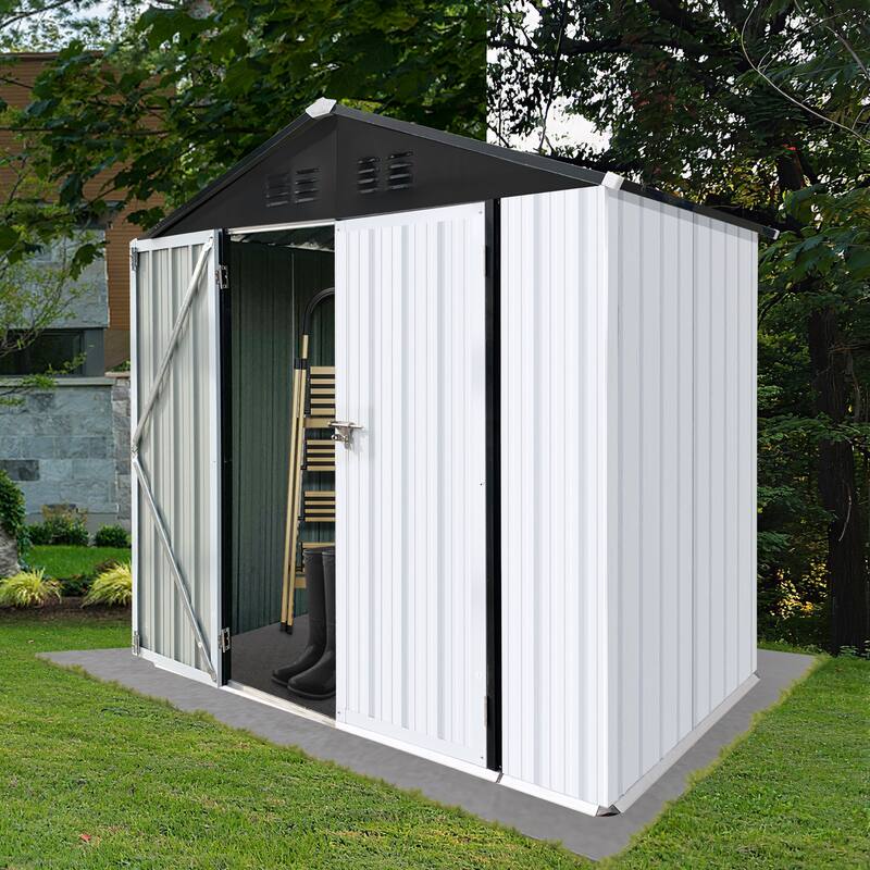 6 ft. W x 4 ft. D Galvanized Steel Metal Sheds & Outdoor Storage Shed - 6 ft. W x 4 ft. D