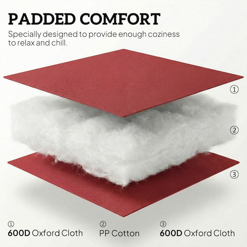 Outsunny Folding Patio Chairs Set of 2, Padded High Back Folding Lawn Chairs with Armrests, 600D Oxford Fabric