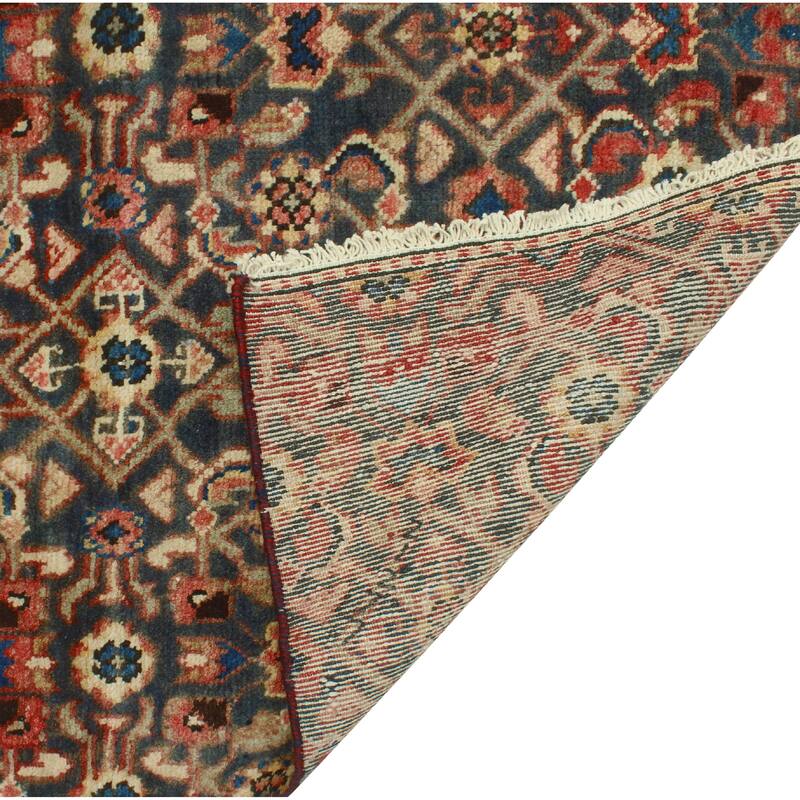 Fine Vintage Distressed Aristoc Navy/Beige Runner - 2'5" x 9'1"