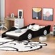preview thumbnail 3 of 10, Twin Race Car Bed with Rails & Wood Construction - Fun for Kids