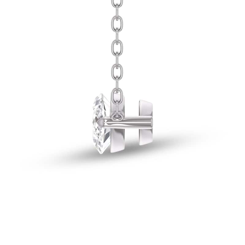 Marquee Lab Grown 1/4 Carat Floating Marquise Diamond Solitaire Pendant in 14K White Gold