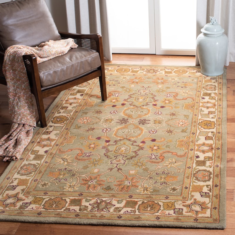 SAFAVIEH Heritage Handmade Dawna Traditional Oriental Wool Area Rug - 3' x 5' - Light Green/Beige