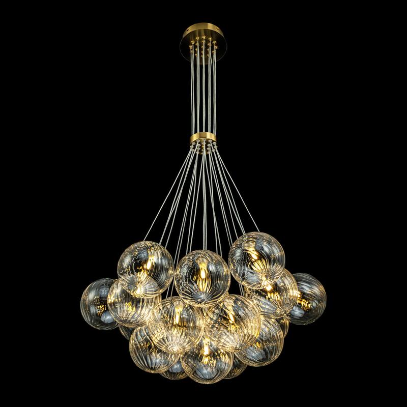 Dia 25.5-29.5in Gold Mid Century Modern Bubble Ball Swirled Glass Sputnik Chandelier for Living Room/ Dining Room