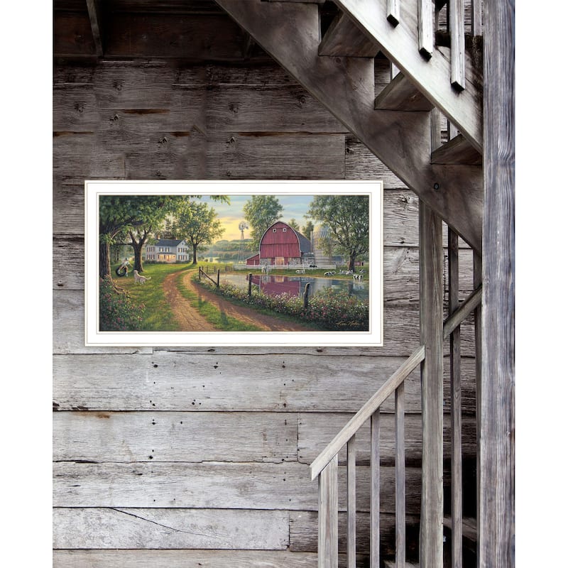 TrendyDecor4U Farmhouse "The Road Home" Framed Print Wall Art by Kim Norlien - Earthtone