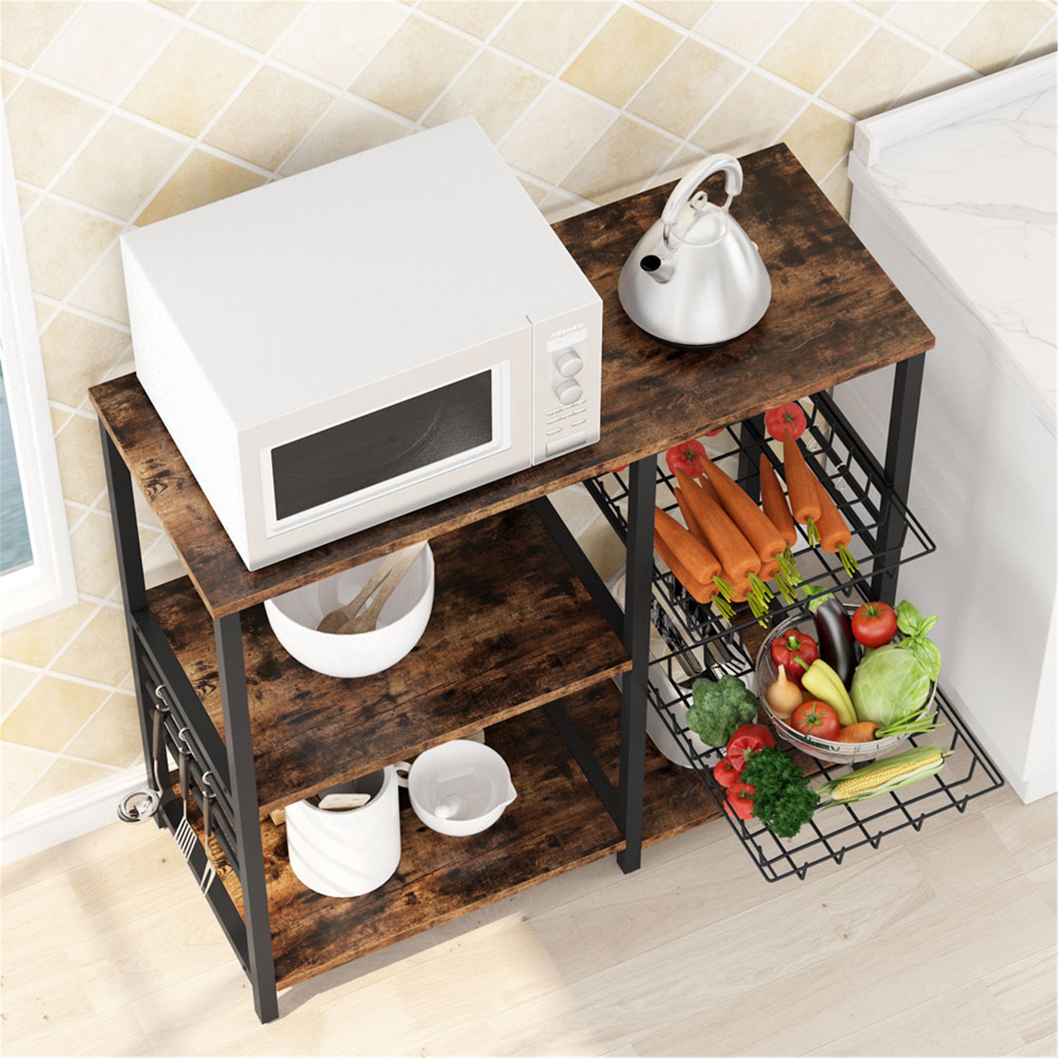 Kitchen Cart Baker S Rack Microwave Oven Stand Brown On Sale Overstock 32181782