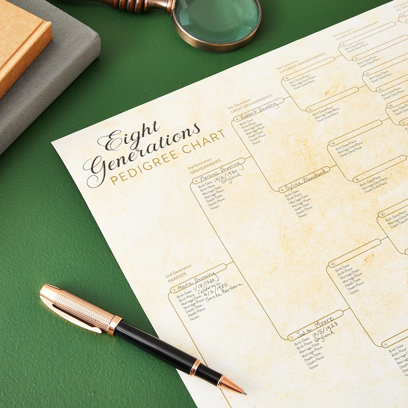 15 Pack Family Tree Charts to Fill In Blank Eight Generation Genealogy