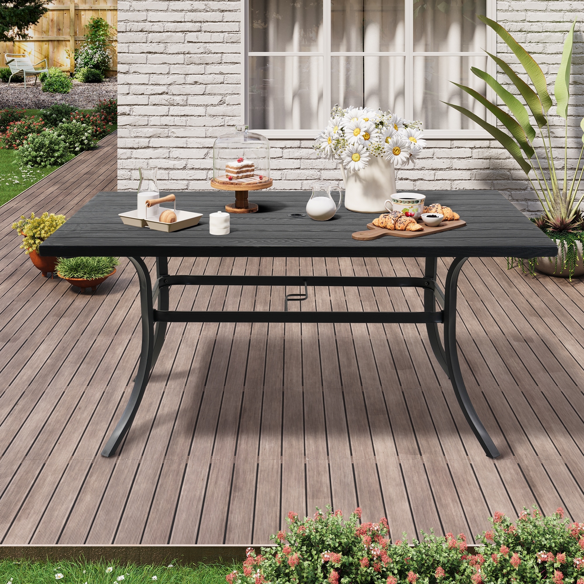 48 In Patio Round Tile Top Dining Table with Umbrella Hole Bed Bath Beyond 34507599