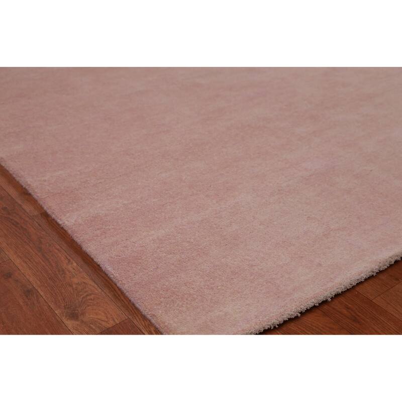 Hand Knotted Oriental 100% Wool Carpet Modern Solid Peach Gabbeh Area Rug - 11' 11'' X 9' 3''