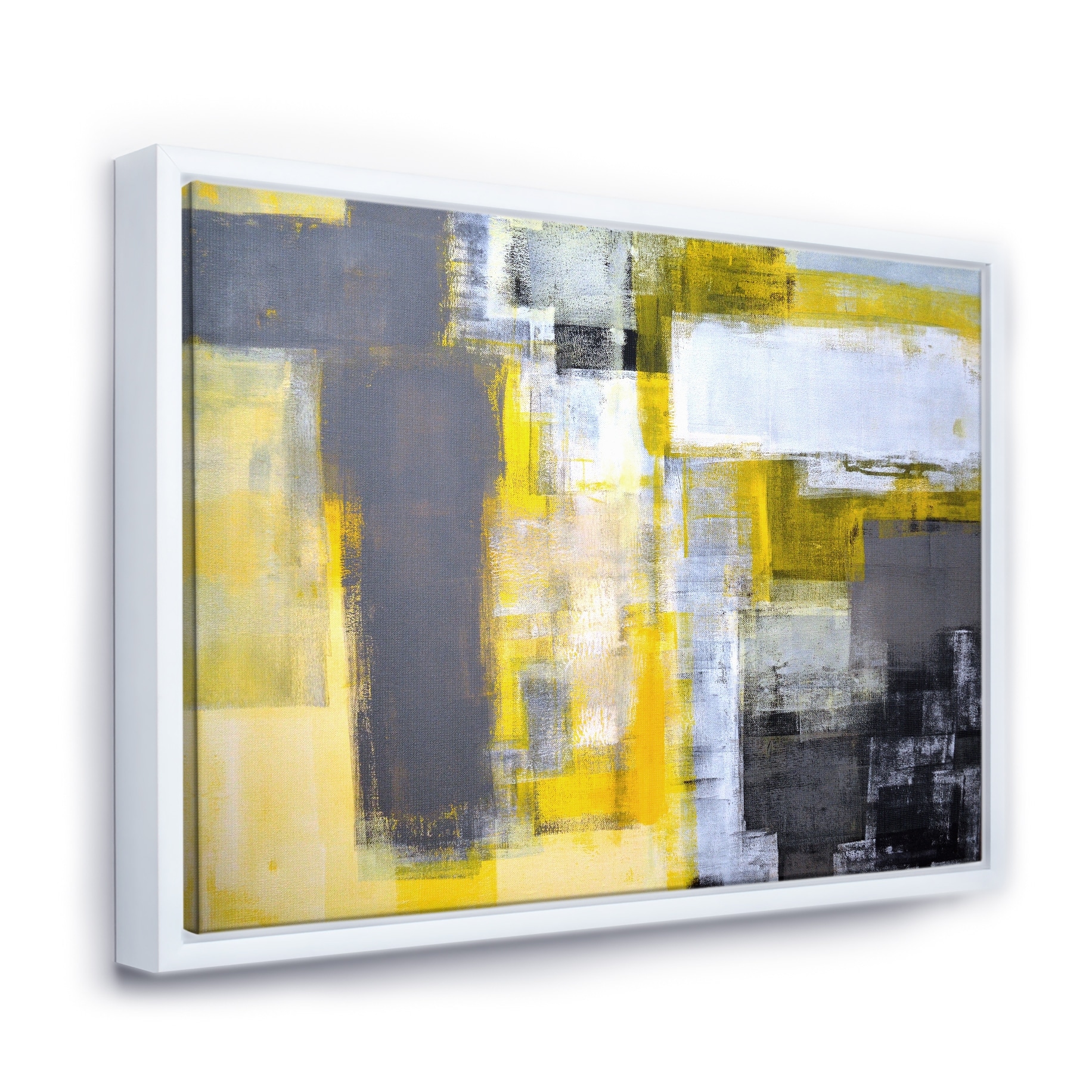 ZAB1581 Yellow Grey Black Modern Canvas Abstract Home Wall Art Picture Prints