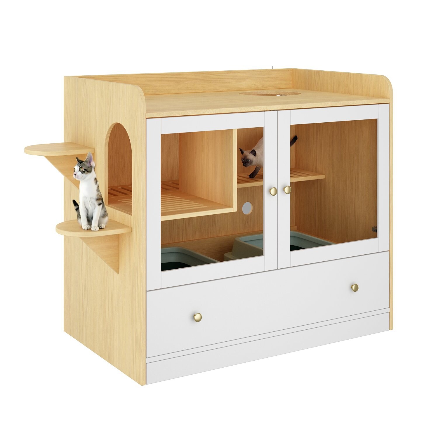 Multifunctional Pet Litter Box Cabinet Stylish Hideaway for Your Cat Black