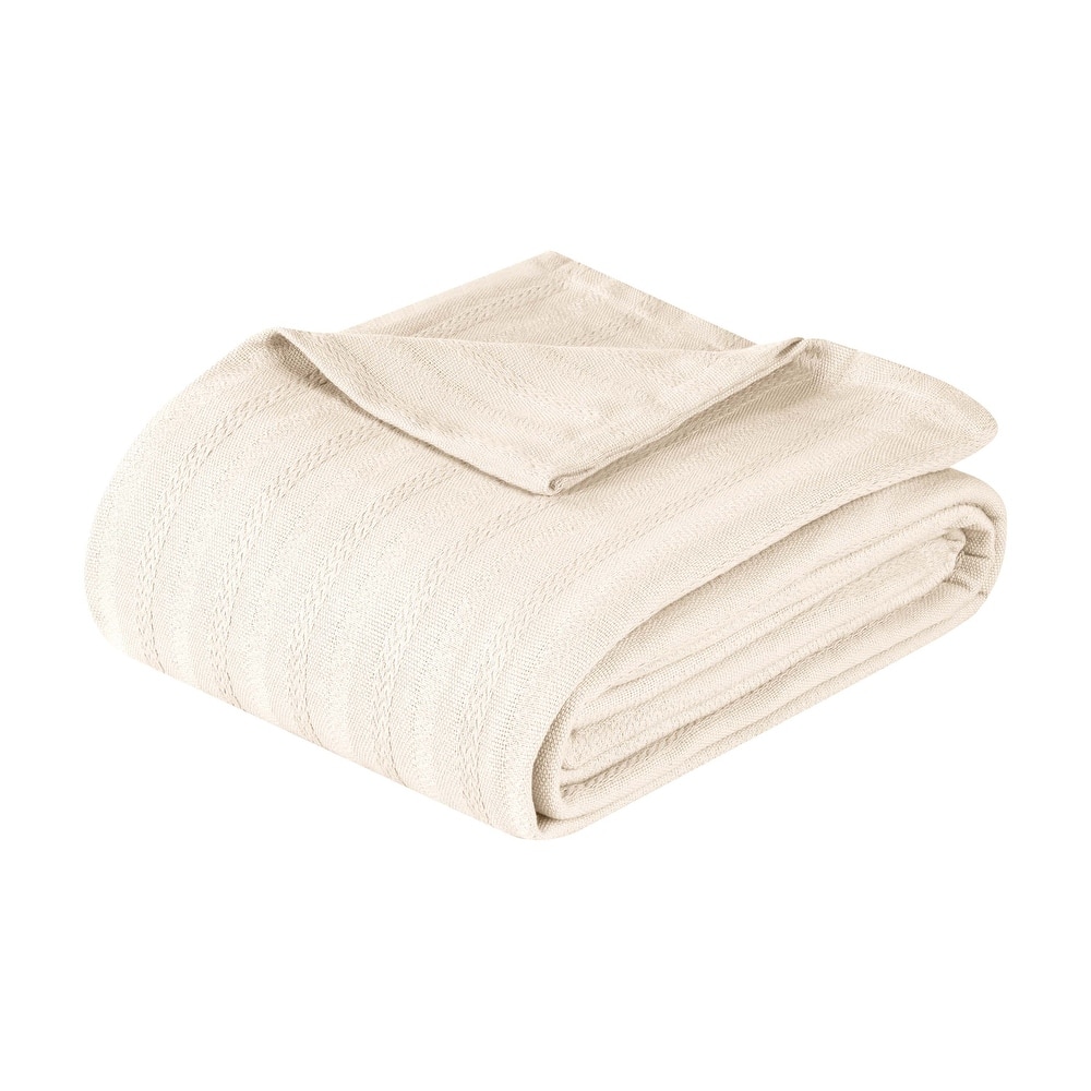 Superior Clara Cotton Textured Striped Lightweight Woven Blanket