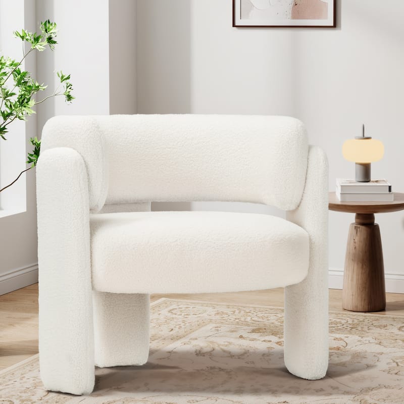 RENEWLINE Modern Velvet Barrel Accent Chair - 3-Leg Design for Living Room, Bedroom