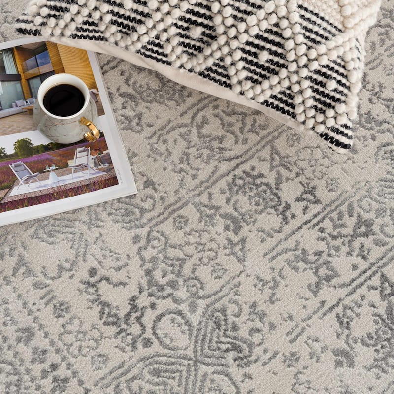 Hauteloom Michie Living Room, Bedroom Area Rug - Cream, Gray, Light Slate - 11'10" x 15'