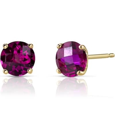 14k Yellow Gold 2.25 ct Created Ruby Stud Earrings