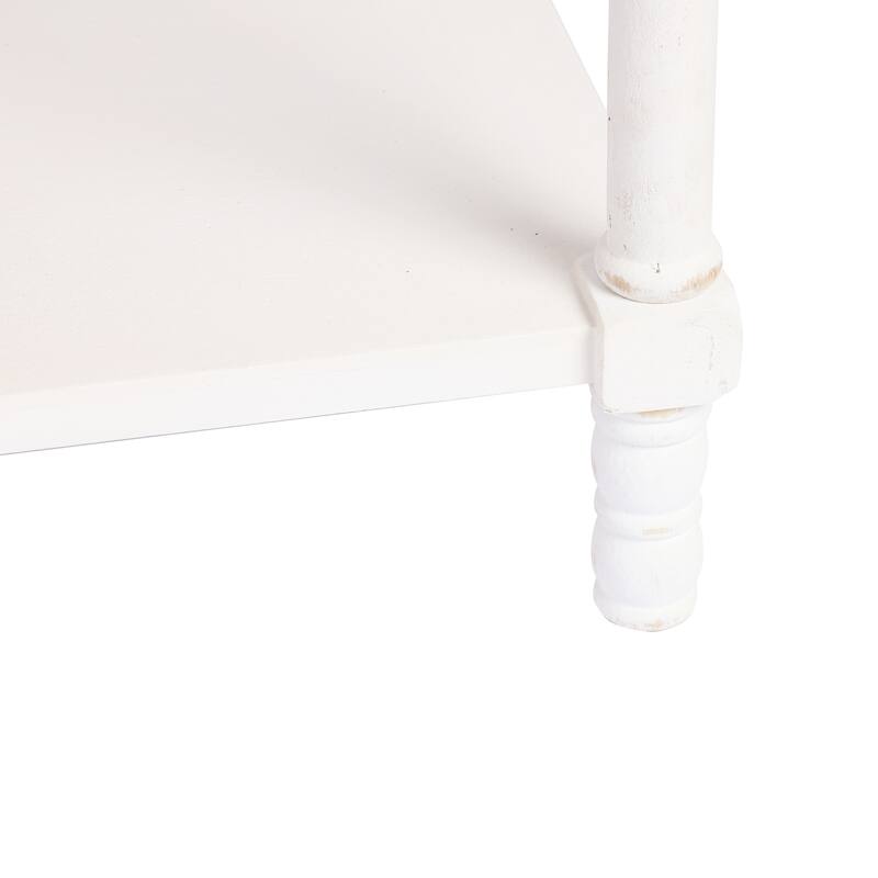Distressed White Wood 2-Drawer 1-Shelf Console and Entry Table