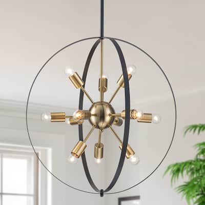 Starsky 12-Light 25in Mid-Century Modern Caged Ceiling Lights Lantern Globe Chandelier
