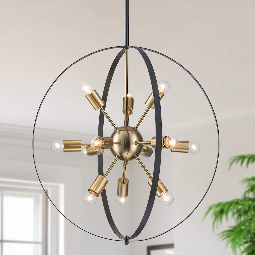 Starsky 12-Light 25in Mid-Century Modern Caged Ceiling Lights Lantern Globe Chandelier
