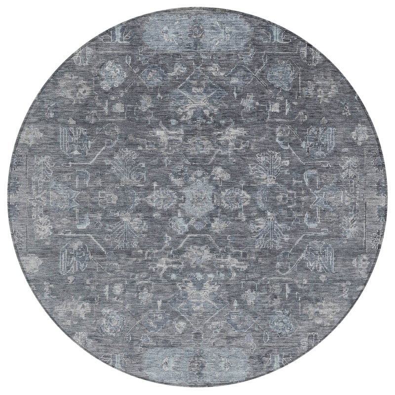 Machine Washable Indoor/ Outdoor Traditional Border Chantille Rug
