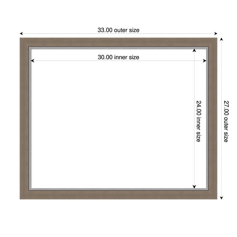 Amanti Art Eva Black Silver Narrow Framed Dry Erase Magnetic Board - 33 x 27 in - Eva Brown Narrow