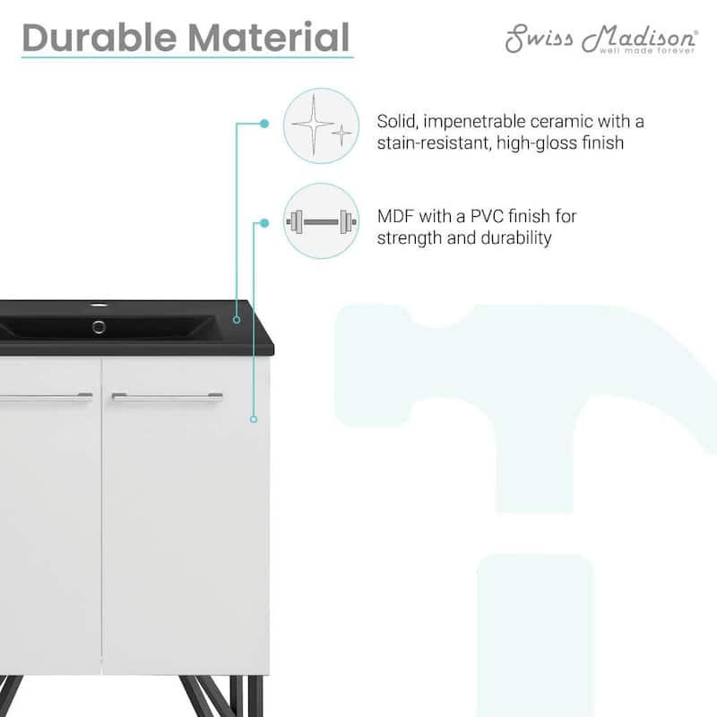 Swiss Madison SM-BV212MB Annecy 24" Free Standing Single Basin Vanity