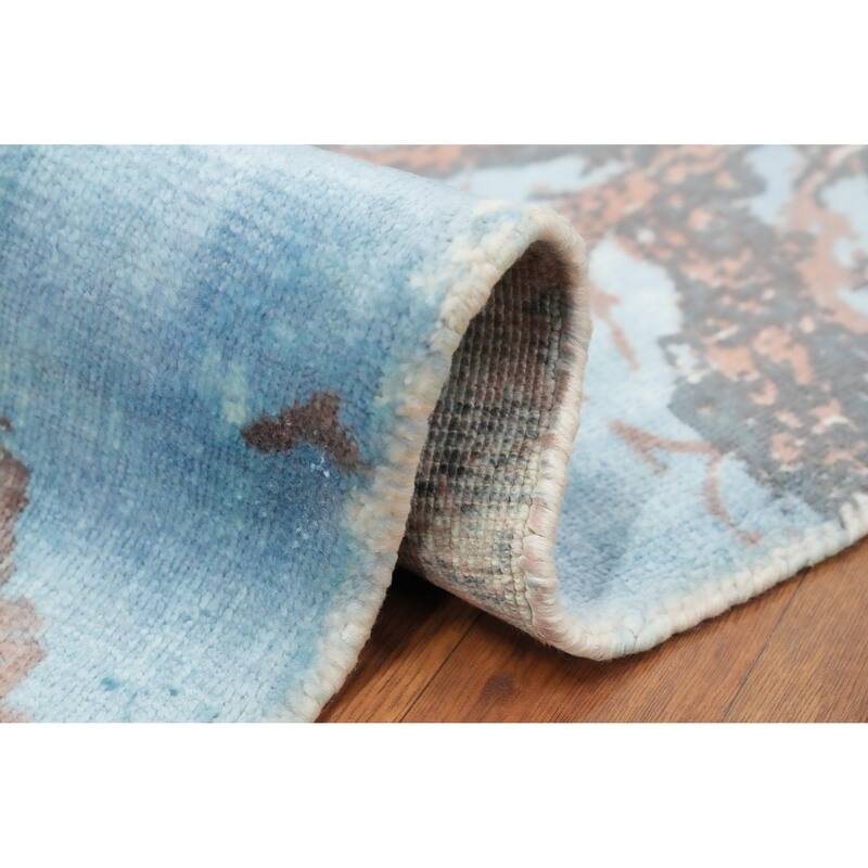 Hand Knotted Oriental Viscose Silk Carpet Modern Abstract Multi-Colored Abstract Area Rug - 4' 0'' X 2' 0''