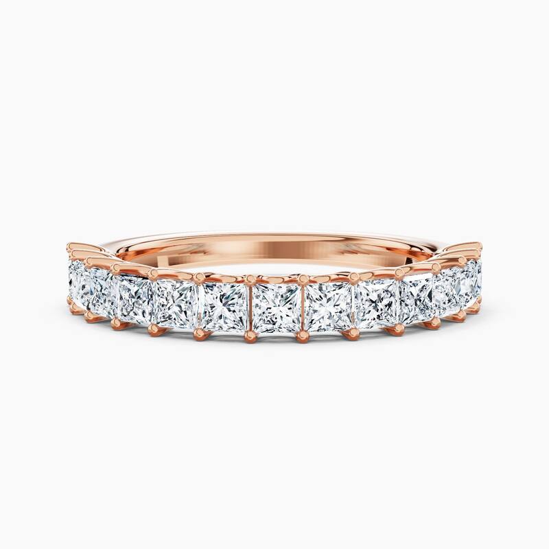 Auriya 14k Gold Princess Lab Grown Diamond Half Eternity Band 1.30 - 5.25 ct. tw. (F-G, VS) - 1.30 ct. wt. - 8.5 - Rose