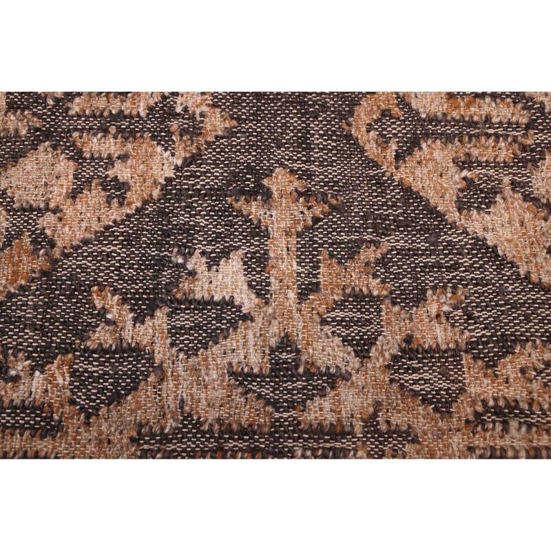ECARPETGALLERY Flat-Weave Palas Denizli Dark Grey, Tan Jute Kilim - 5'6 x 7'8