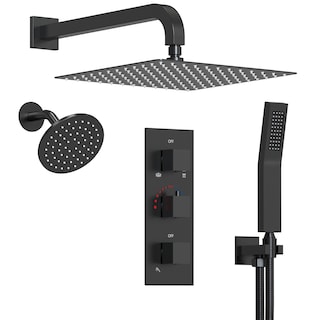 Thermostatic Shower System 12" Dual Heads Shower Faucet with High Pressure Handheld Spray