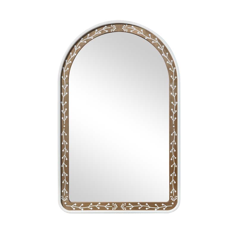 Azalea Park 34.6" Floral Metal and Wood Arched Wall Mirror
