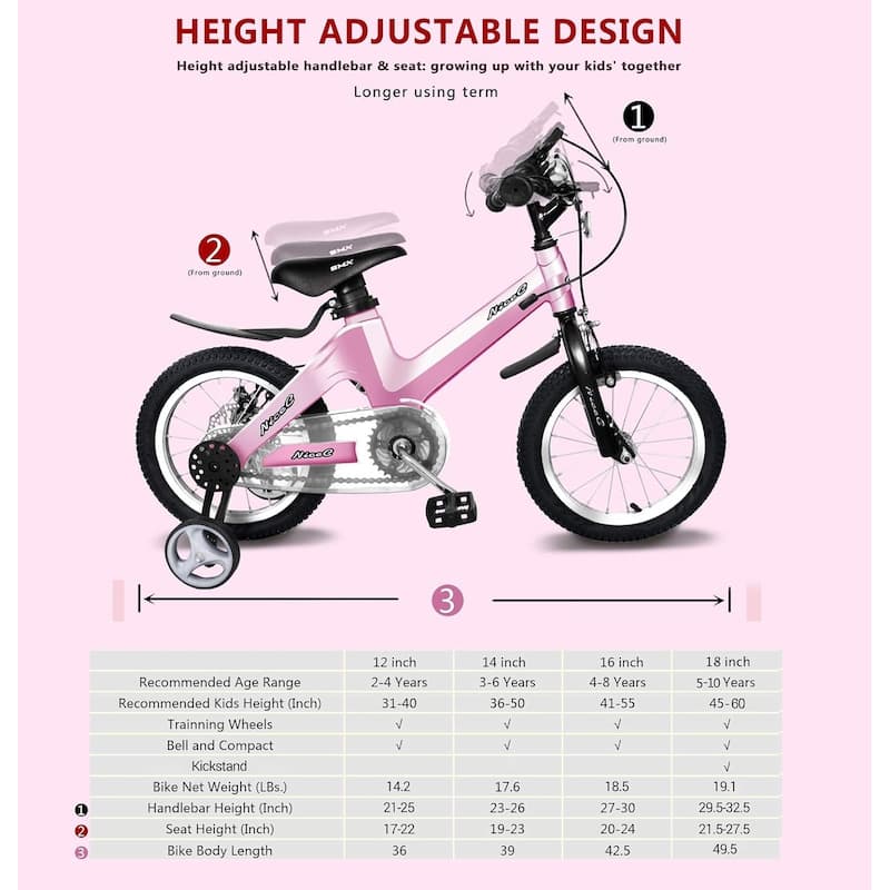 Training Wheel Bike, Kids Bike Boys Girls, BMX Mountain with Dual Disc Brake 12-14-16-18 inch