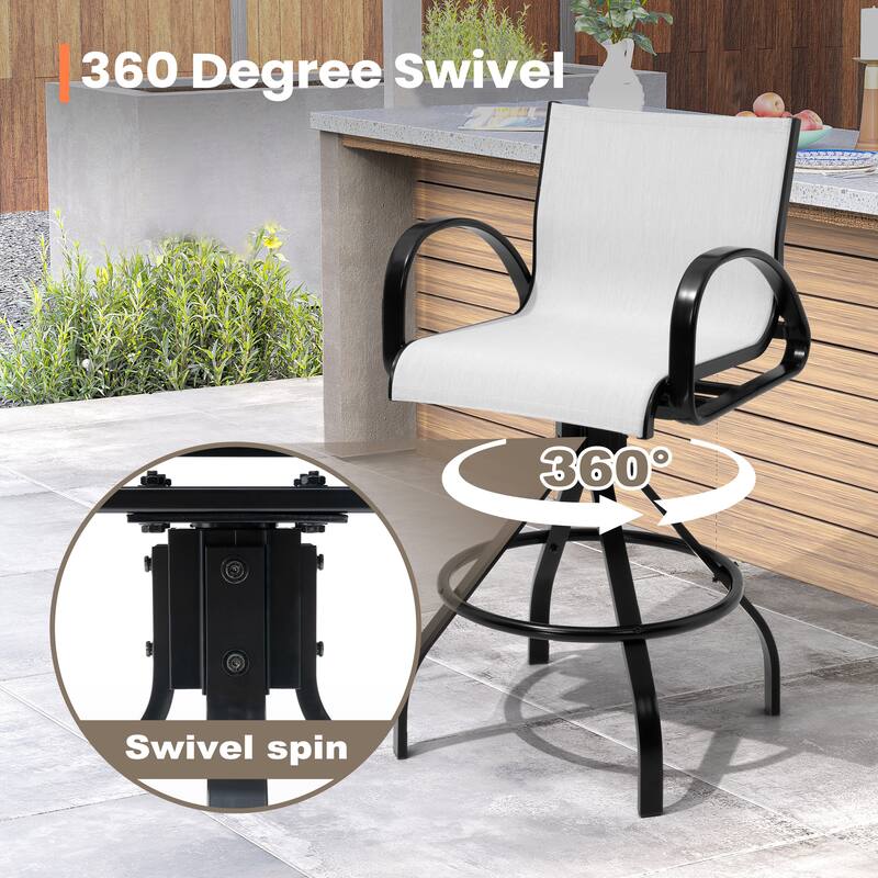 Pellebant 2/4-Piece Outdoor Indoor Patio Swivel Aluminum Bar Stools Sunbrella Textilene