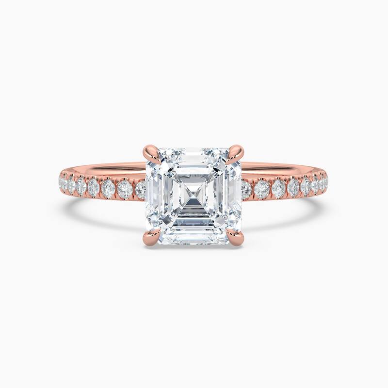 Auriya 14k Gold Lab Grown Asscher Diamond Luxe Hidden Halo Engagement Ring 1.00 to 5.00 ct. tw. (F-G, VS) - 4 - 4.00 carats - Rose