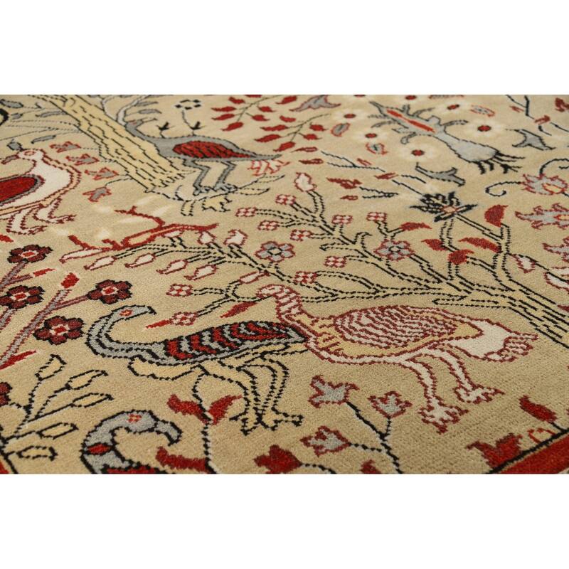 Animals Design Ziegler Area Rug Handmade Wool Carpet - 7'10" x 9'9"