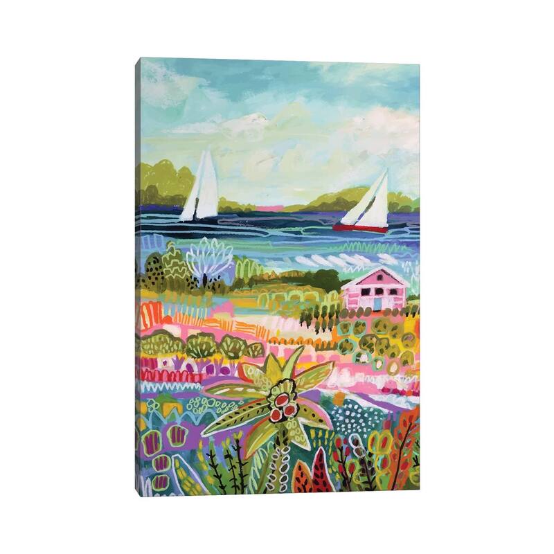 iCanvas "Two Sailboats And Cottage I" by Karen Fields Canvas Print