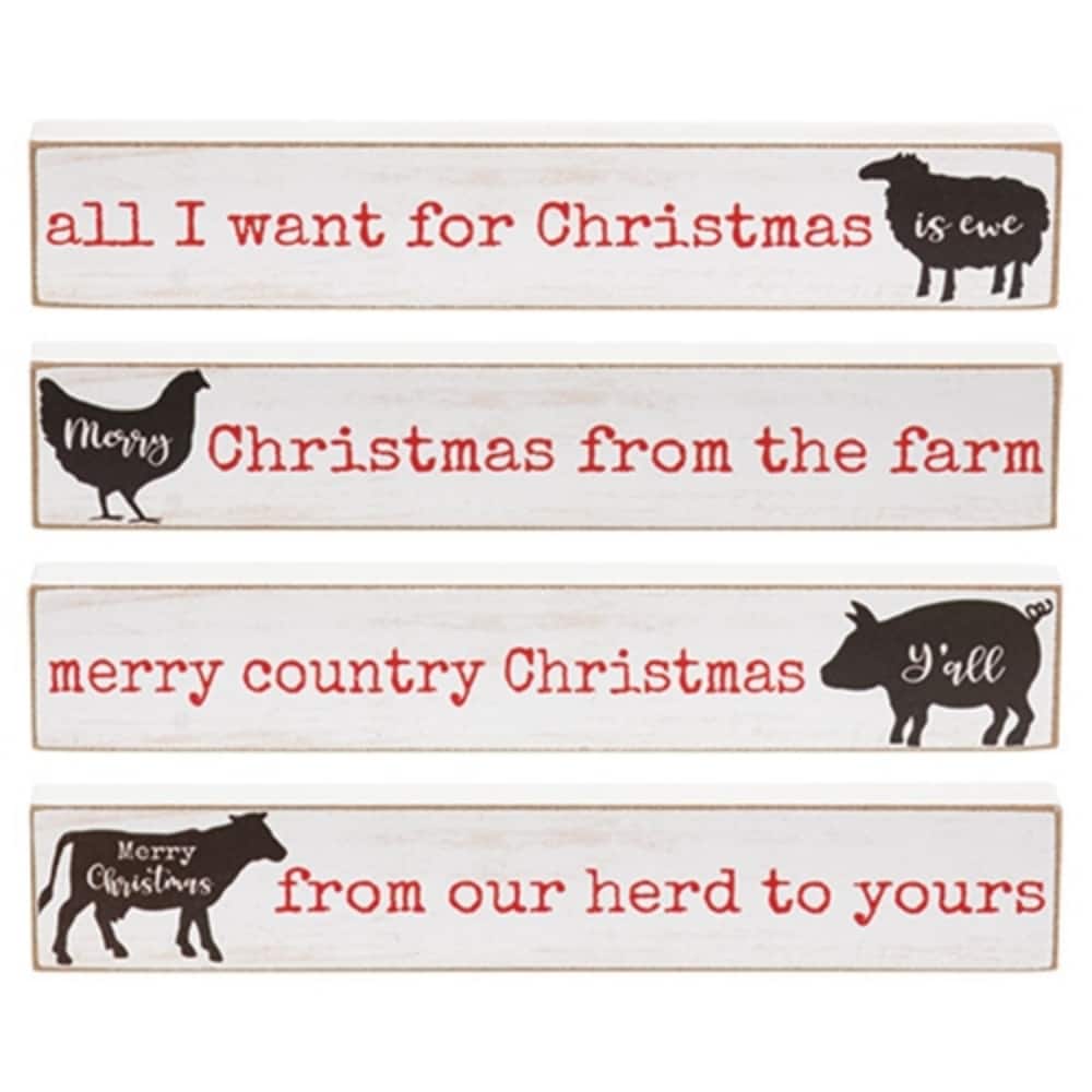 From Our Herd to Yours Mini Sticks for Farmhouse Decor 4 Asstd. - 6” x 0.50” x 1”