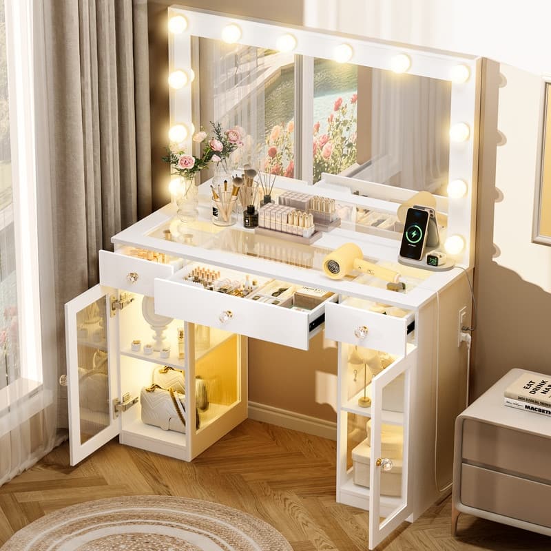 Makeup Vanity with 3 Modes Lighted Mirror & 12 LED Bulbs