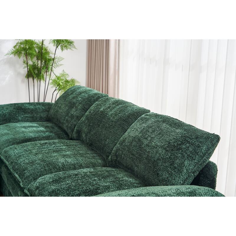 Modern Polyester Deep 3-Seater Sofa Couch with Ottoman