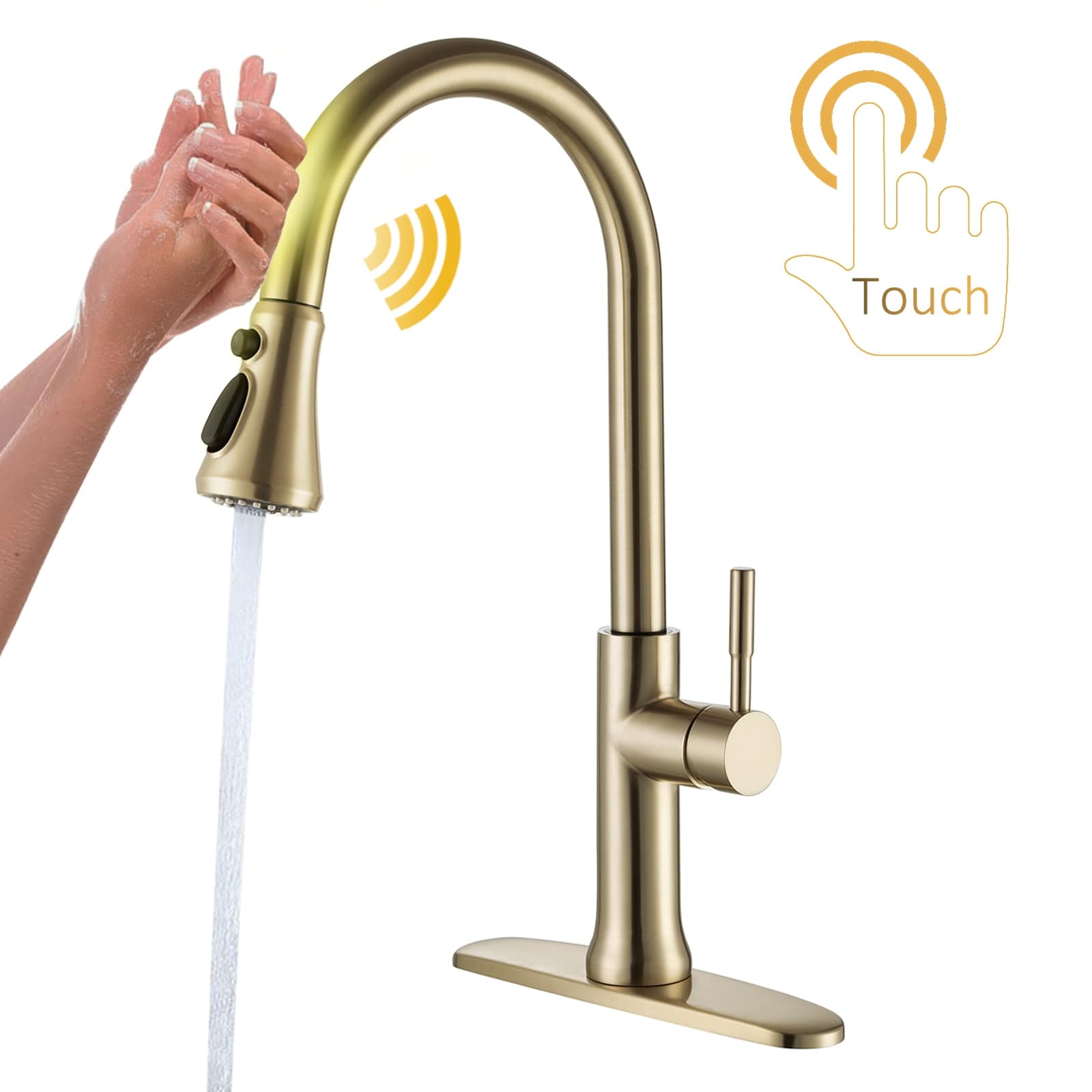 Touch Kitchen Faucet With Pull Down Sprayer Touch On Single ...