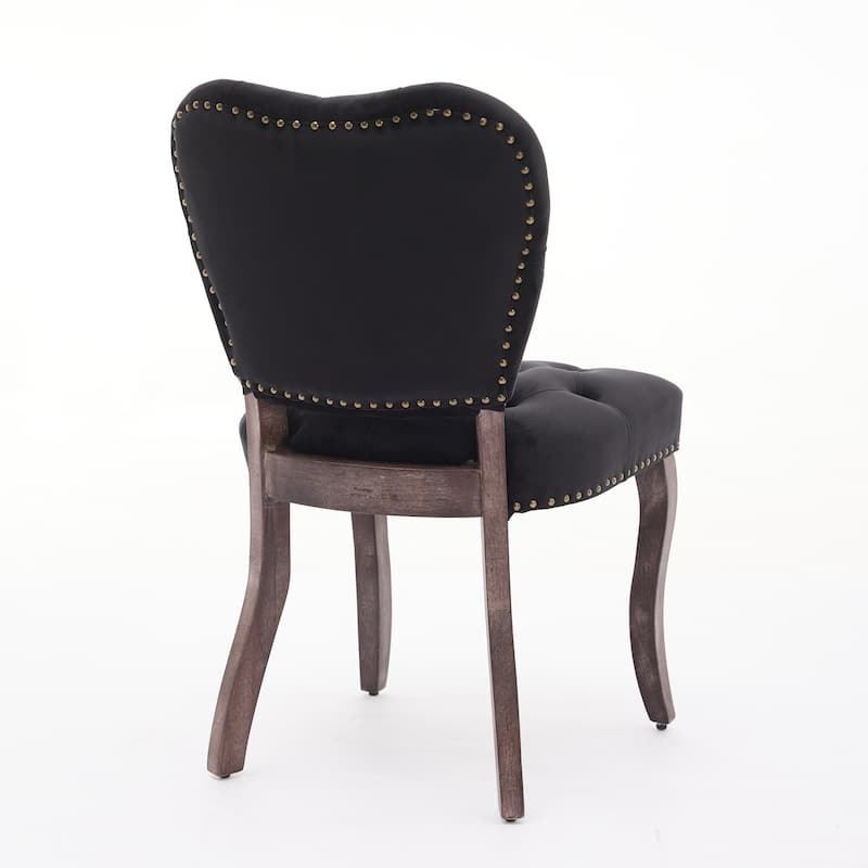 Dining Chairs Set of 2, Soft Tufted Accent Chairs Side Chairs with Wooden Legs, Velvet Upholstered Dining Room Chair