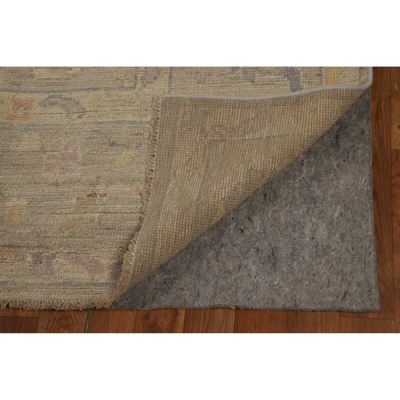 Hand Knotted Oriental 100% Wool Carpet Transitional All-Over Beige & Ivories Oushak Area Rug - 12' 4'' X 9' 0''