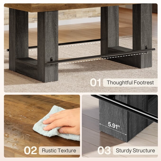 63-Inch Counter Height Bar Table, Large High Top Kitchen Table