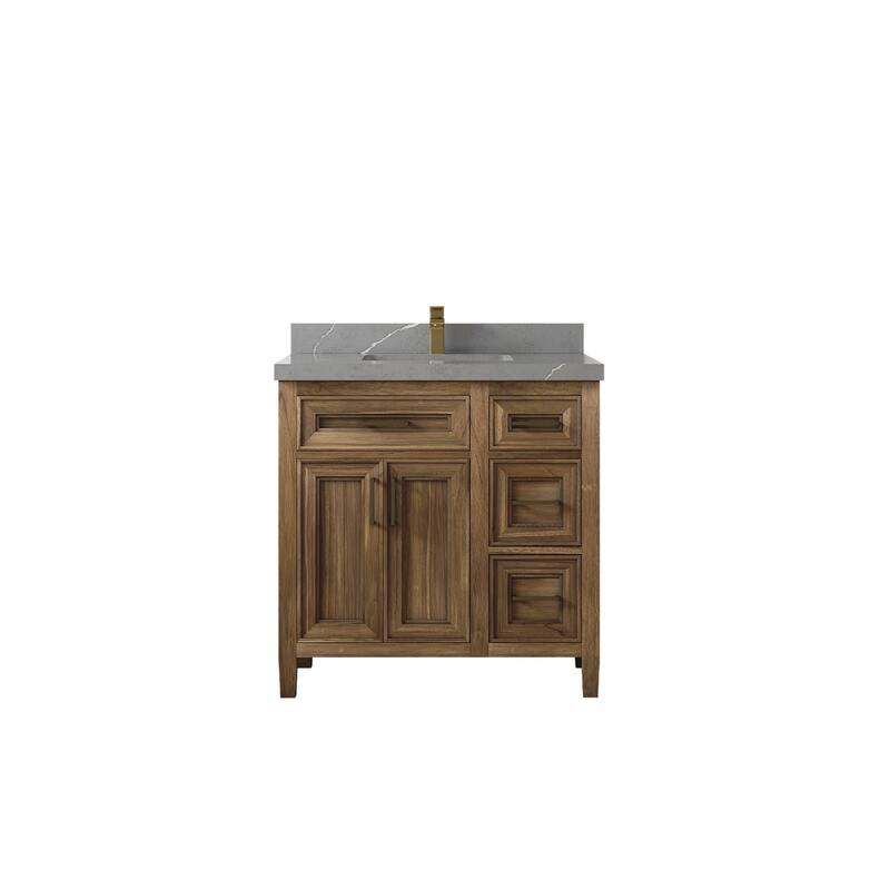 Willow Collections 36 in. W x 22 in. D Santa Monica Teak Bathroom Vanity Center with Countertop
