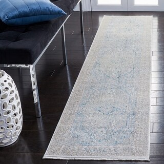 SAFAVIEH Dream Nolwen Vintage Abstract Polyester Rug - Grey/Blue - 2' x 8'
