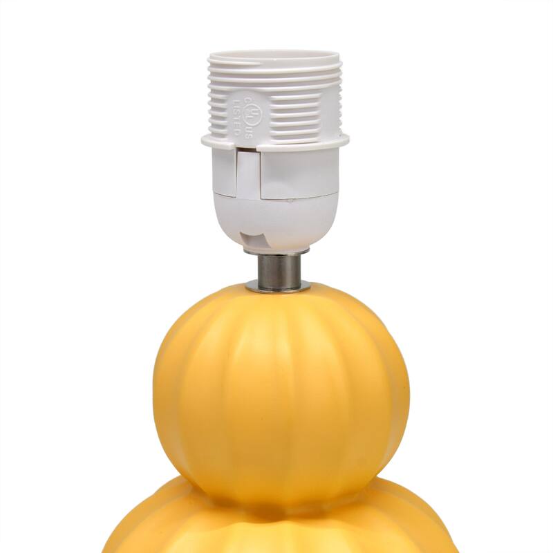 Double Gourd Ceramic Table Lamp with Fabric Shade - 6 x 6 x 13 in. (L x W x H)