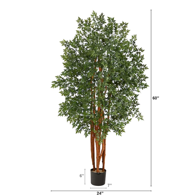 Artificial Aralia Tree 5ft Indoor Outdoor Faux Plant Home Decor - Green - 61 Inches and Over